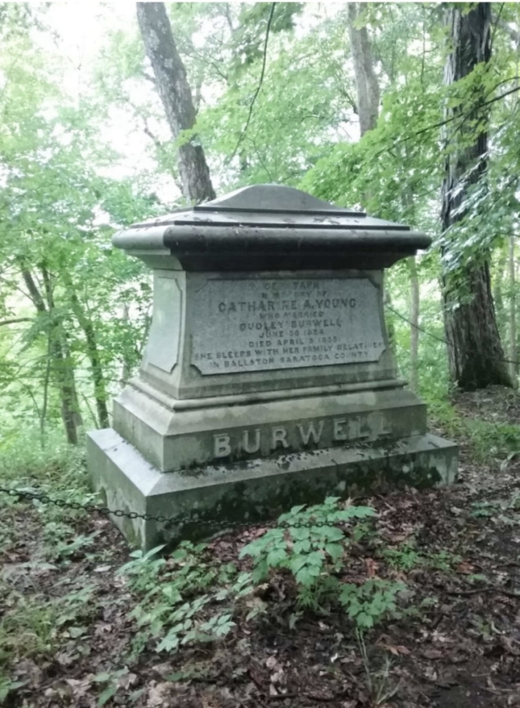 Inscription on Dudley Burwell monument. Photo courtesy of the Little Falls Historical Society.