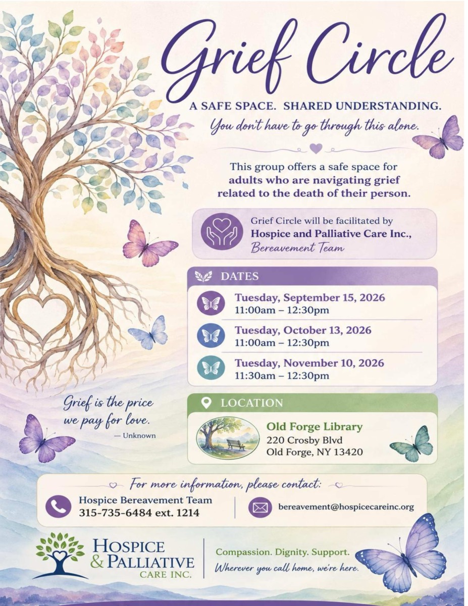 Hospice Bereavement Grief Circle at Old Forge Library
