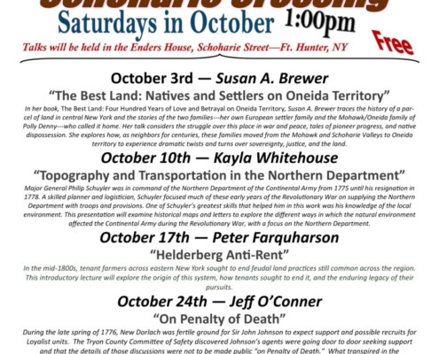 2026 Schoharie Crossing History Lecture Month Series
